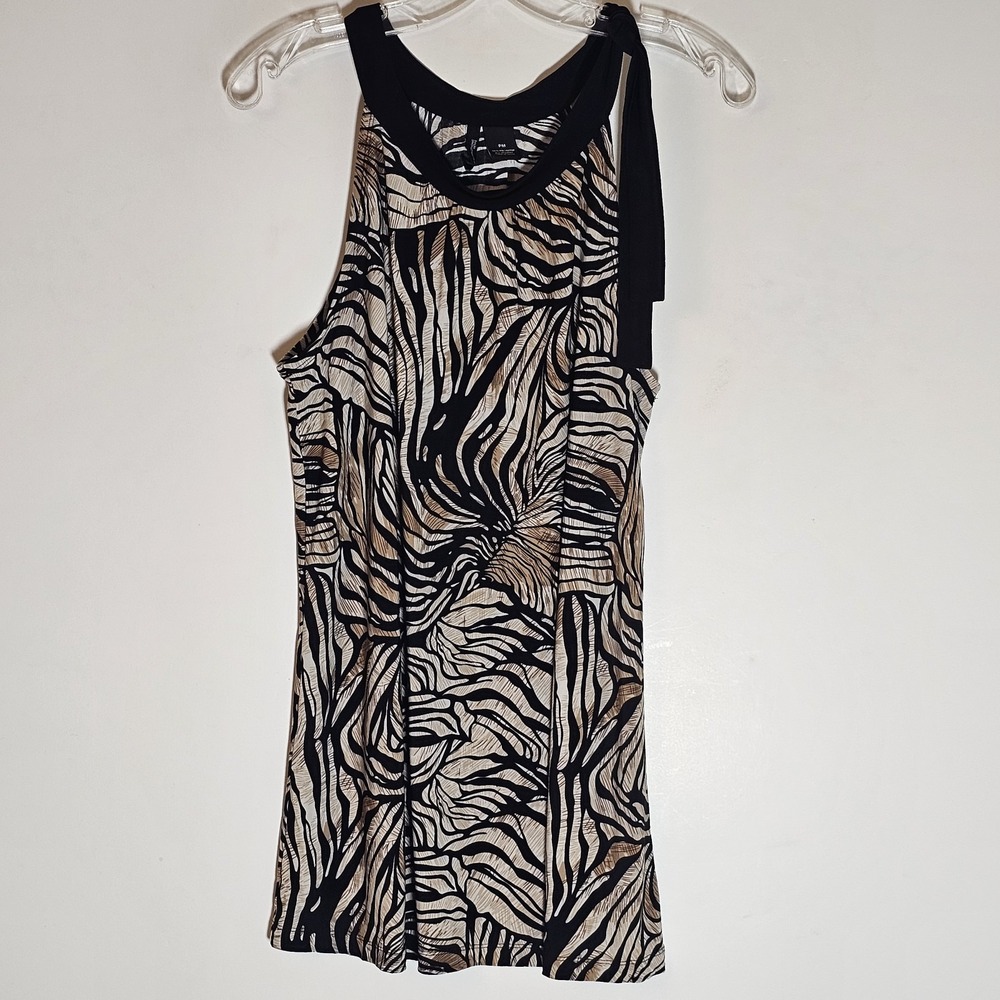 New Directions Tank Womens Petite Medium Black White Zebra Y2K 90s Festival Rave